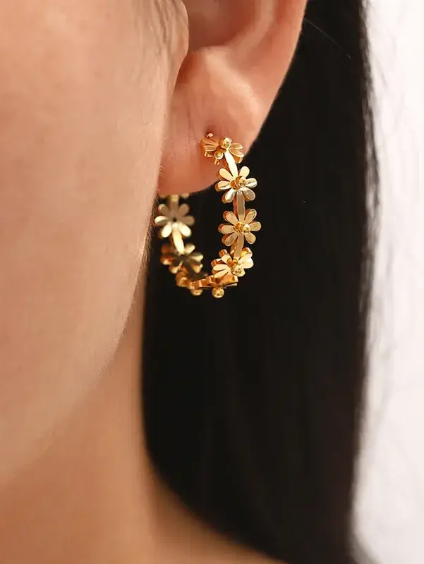 Boucles d’oreilles Floréa 2. Bijoux en acier inoxydable