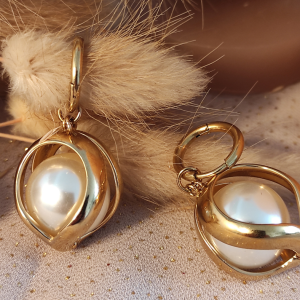 Boucles d'oreilles goutte Perlina 1 . Bijoux en acier inoxydable