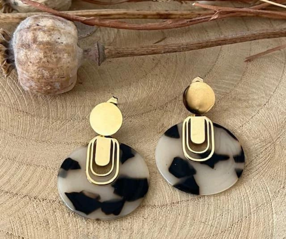 Boucles d'oreilles goutte Safari 1. Bijoux en acier inoxydable