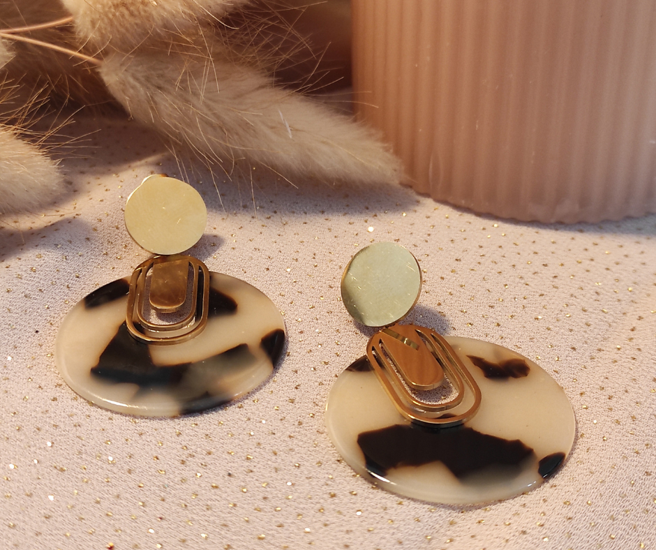 Boucles d'oreilles goutte Safari 3. Bijoux en acier inoxydable