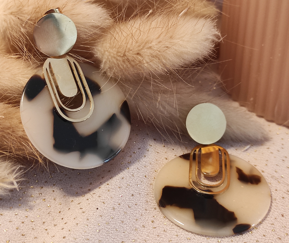 Boucles d'oreilles goutte Safari 4. Bijoux en acier inoxydable