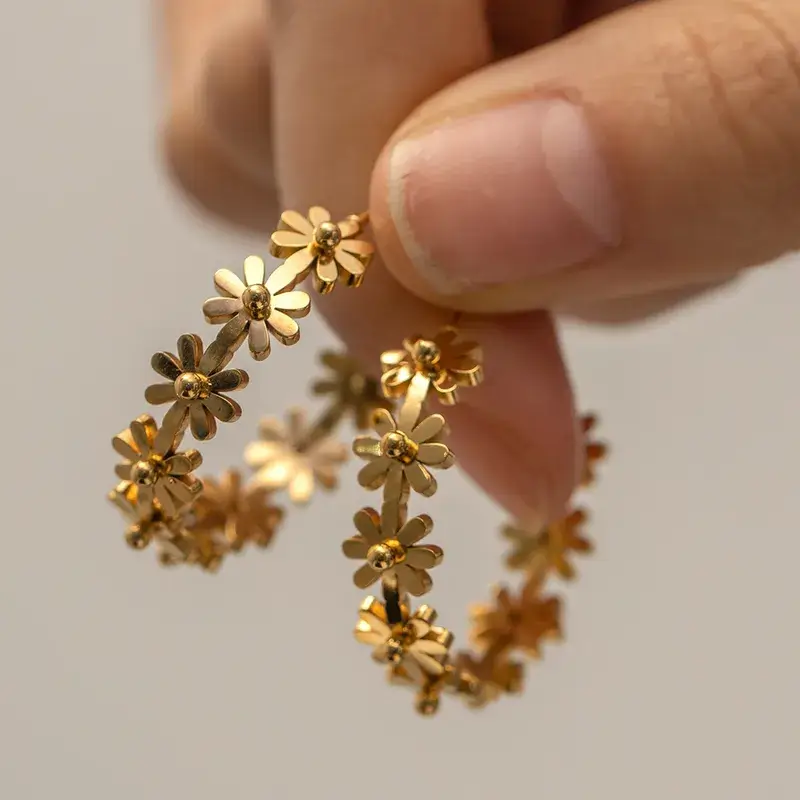 Boucles d’oreilles Floréa 3. Bijoux en acier inoxydable