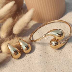 Parure goutte d’eau 1 . Bijoux en acier inoxydable