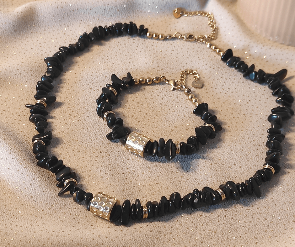 Parure Noirelia 1. Bijoux en acier inoxydable