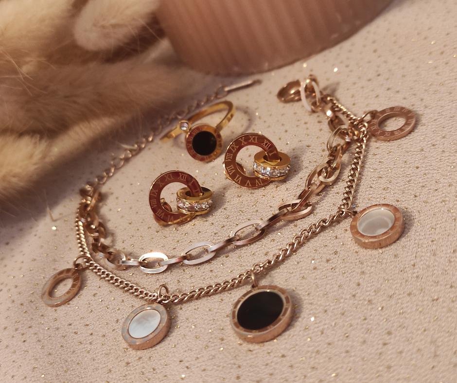 Parure Noirelia 1. Bijoux en acier inoxydable