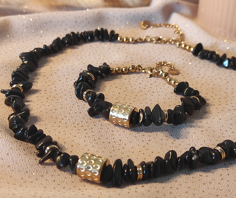 Parure Noirelia 2. Bijoux en acier inoxydable