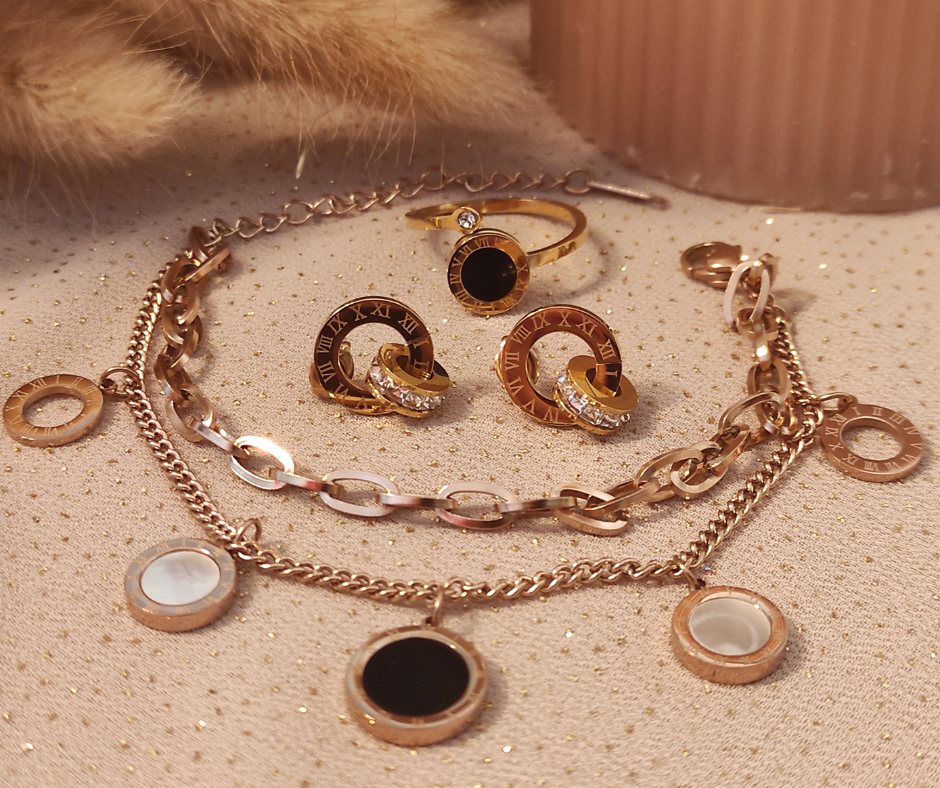 Parure Noirelia 2. Bijoux en acier inoxydable