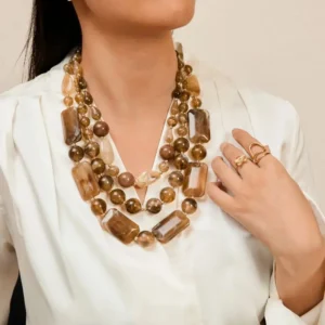 Collier Quinley taupe acier inoxydable